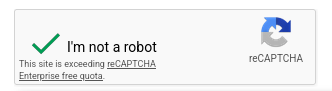Registration page showing reCAPTCHA over quota